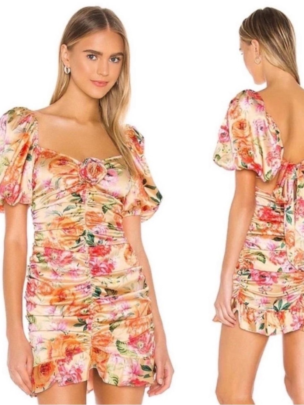 NWOT For Love and Lemons Versilla Orange Floral Mini Dress Medium